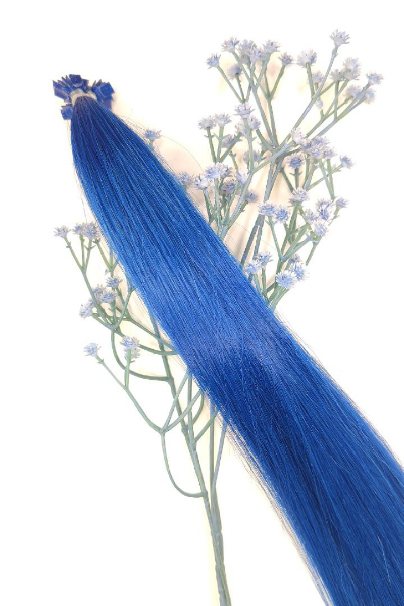 Цветные пряди волос 50 см №110 — ультрамарин