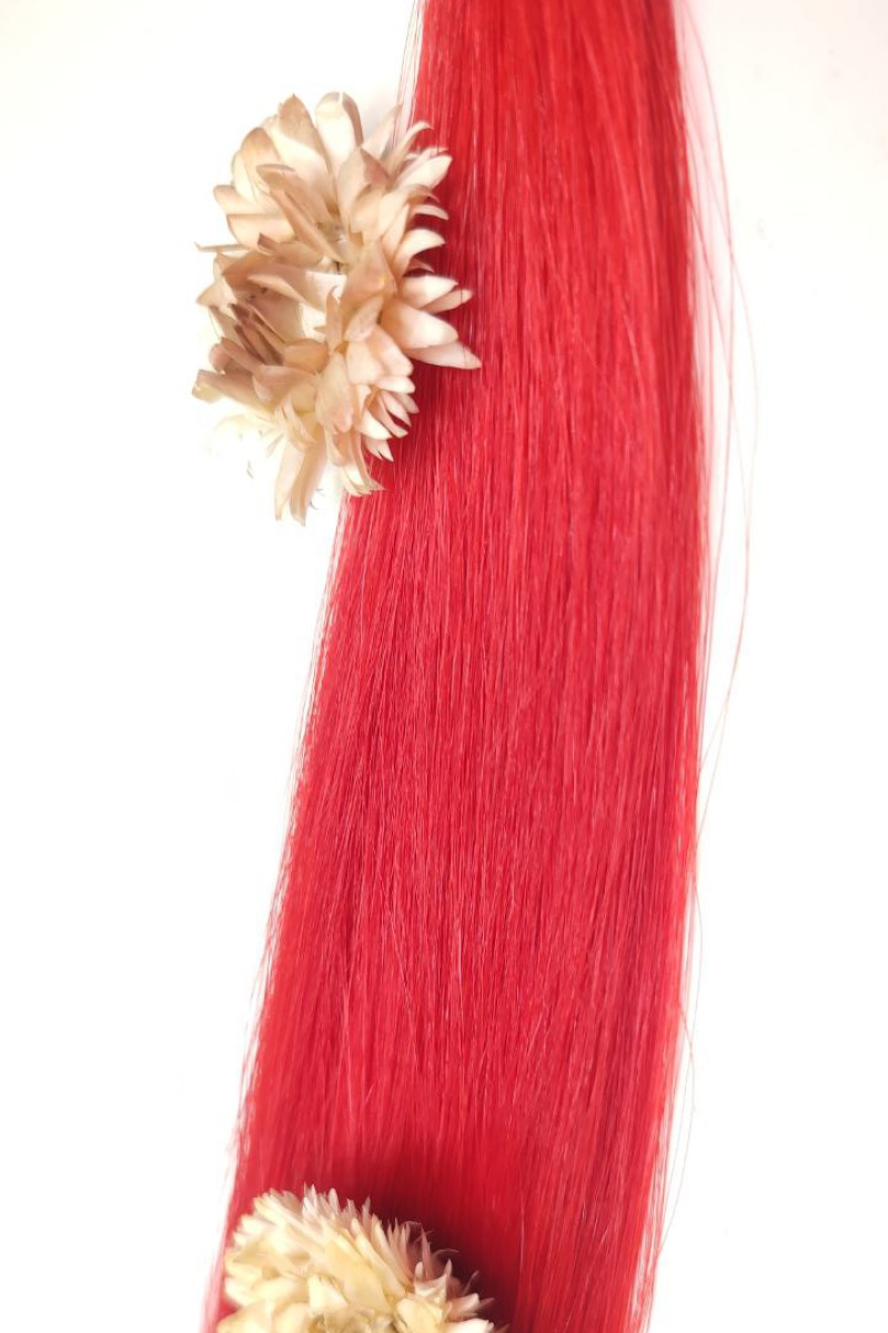 Цветные пряди волос 55 см №550 — ярко-красный