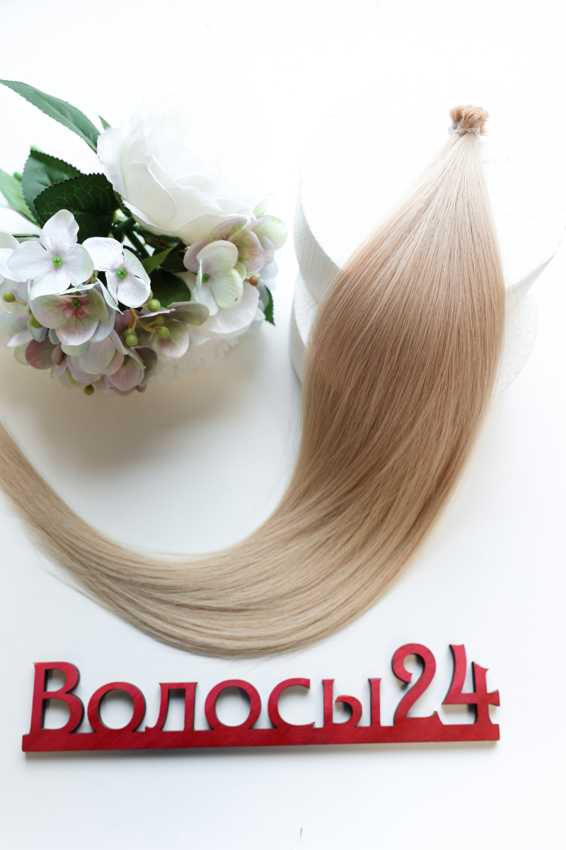 Славянские волосы на микрокапсулах 60 см №91 — пепельно-платиновый блонд