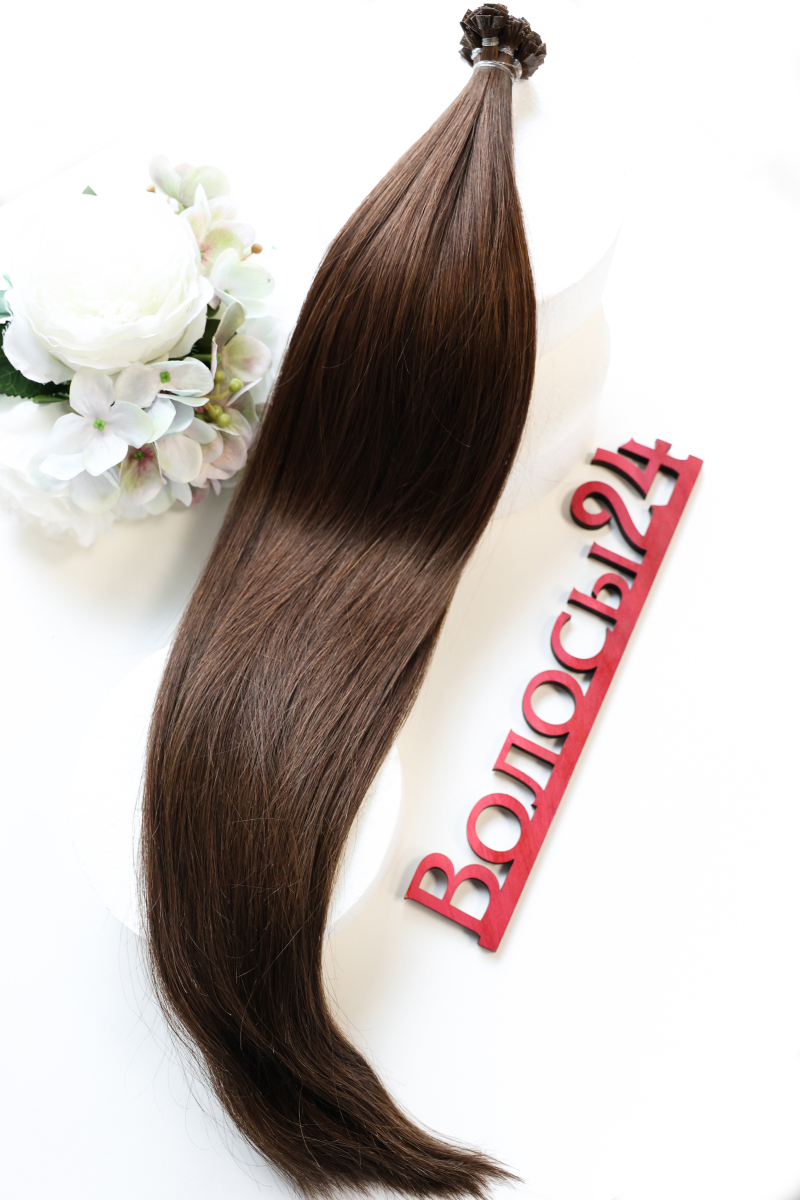 Волосы на капсулах 40 см №4 — светло-каштановый (шоколад)