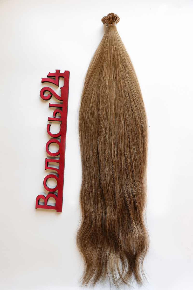 Волосы на капсулах 45 см №6 — золотисто-русый темный