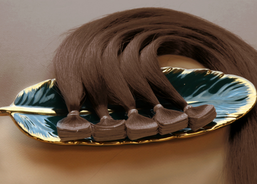 Волосы на лентах 3 см 45 см №77 — темно-русый коричневый