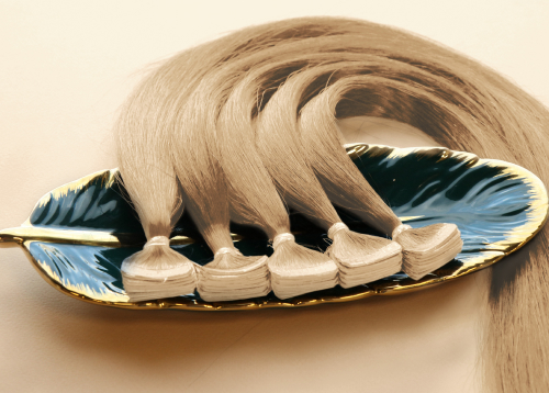Волосы на лентах 3 см 55 см №88 — платиновый светло-русый